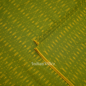 Green Handwoven Pochampally Ikat Cotton Fabric