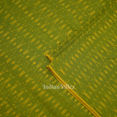 Green Handwoven Pochampally Ikat Cotton Fabric