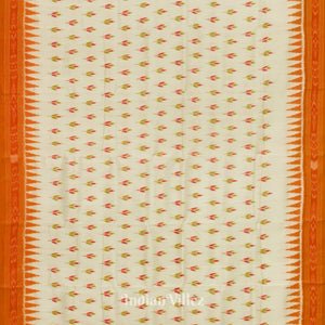 Off White Orange Mayur Chandrika Odisha Ikat Khandua Silk Saree