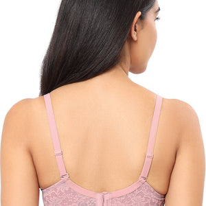 Floral Romance Non Wired Lightly Padded Non-Wired Full Coverage Bra - Cinder Rose