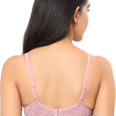 Floral Romance Non Wired Lightly Padded Non-Wired Full Coverage Bra - Cinder Rose