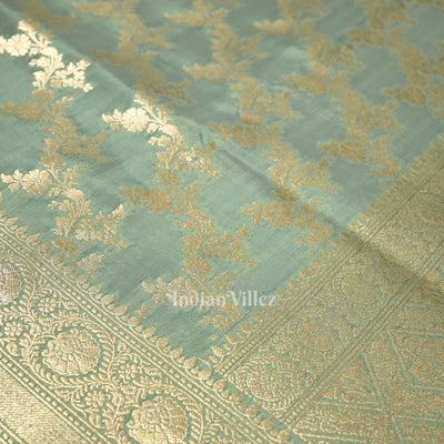 Sea Green Meenakari Pure Mashru Satin Silk Banarasi Saree