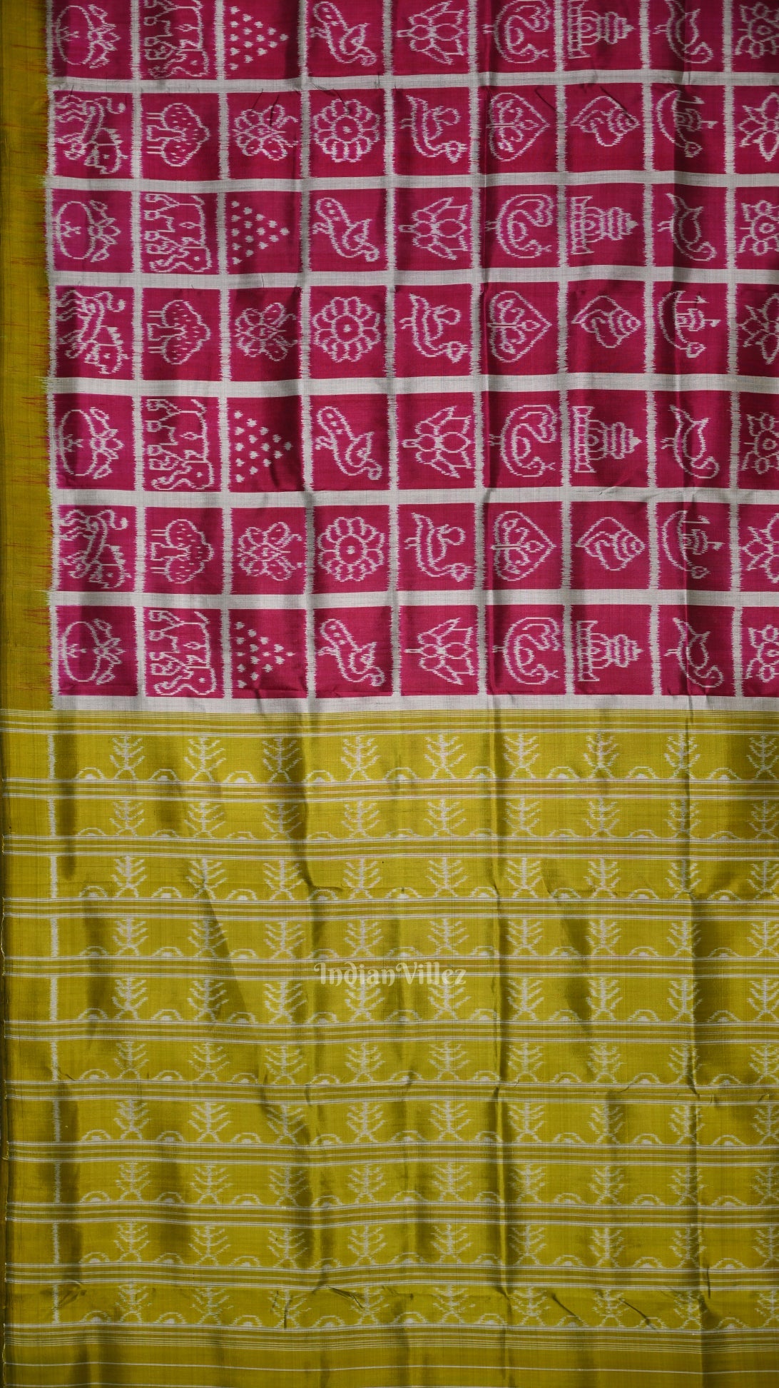 Magenta Pink Olive Green Nabakothi Contemporary Designer Silk Saree