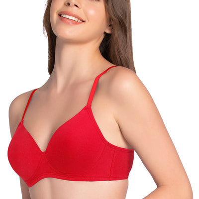 Cotton Dream Padded Non Wired T-shirt Bra - Crimson