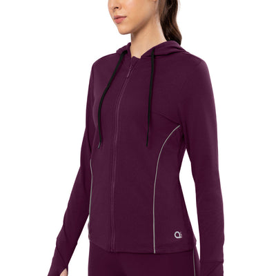 Flaunt Hoodie Full Sleeve Active Jacket - Blackberry Wine