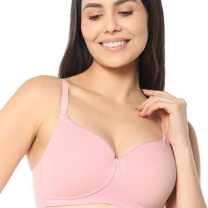 Signature Cotton Padded & Wirefree Bra - Pink Nectar