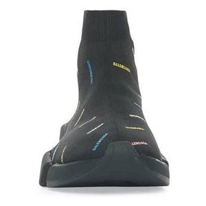 Balenciaga Speed 2.0 Allover Logo Recycled Knit Black Multicolor