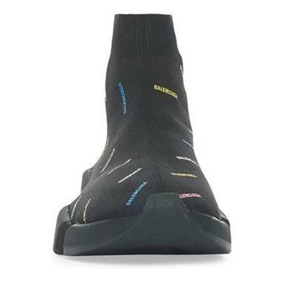 Balenciaga Speed 2.0 Allover Logo Recycled Knit Black Multicolor