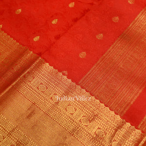 Red Woven Brocade with Golden Broder Bridal Kanjivaram Silk Saree