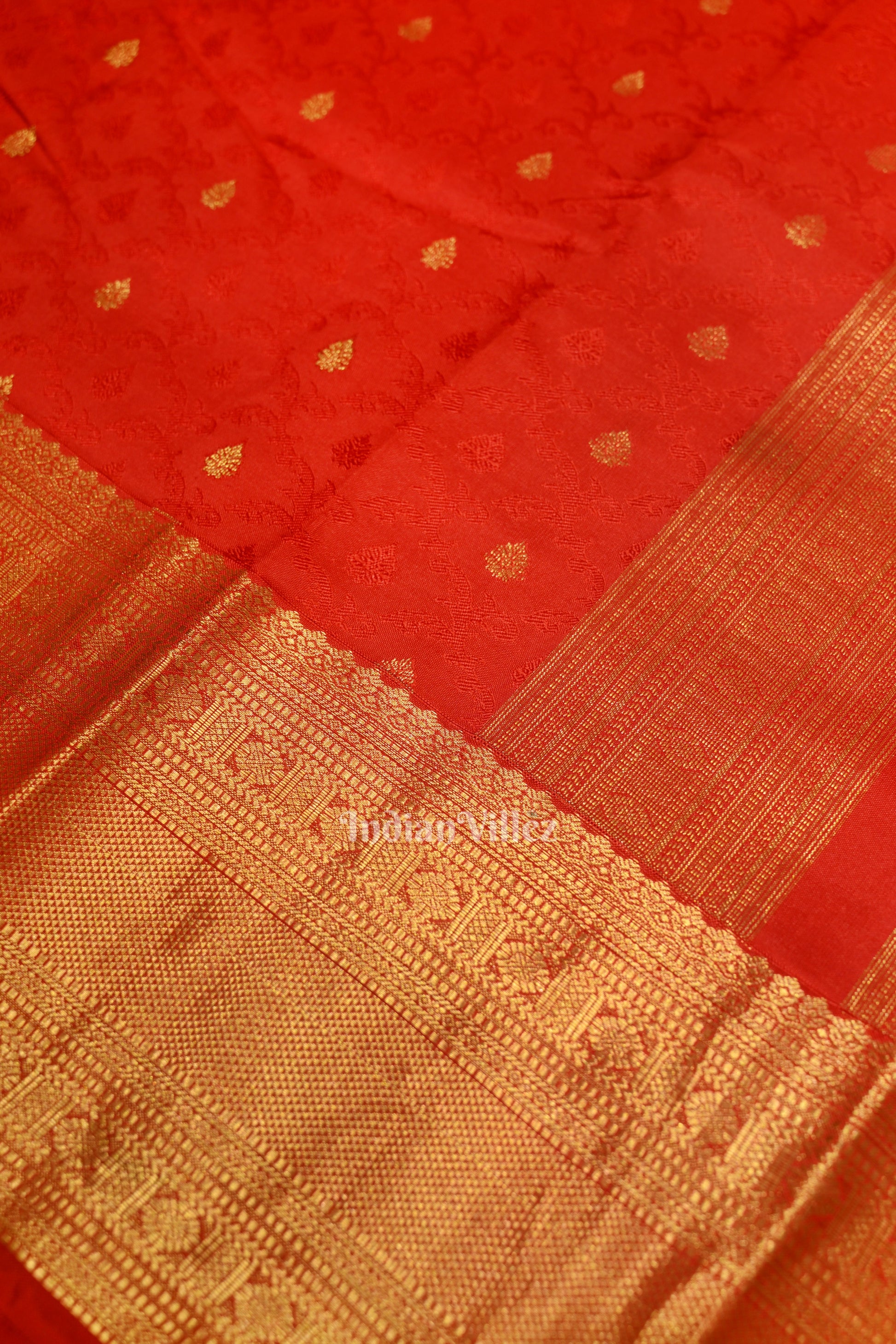 Red Woven Brocade with Golden Broder Bridal Kanjivaram Silk Saree