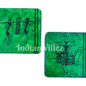 Saura Art Themed Hand Painted Tray with Coasters