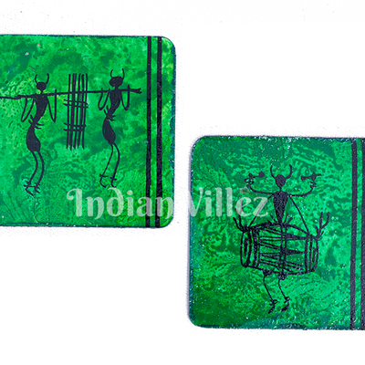 Saura Art Themed Hand Painted Tray with Coasters