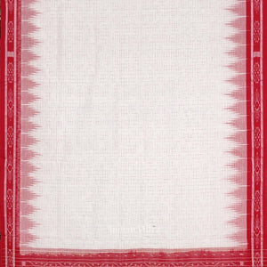White Red Jharana Maniabandha Cotton Saree