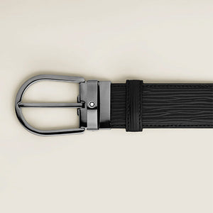 Mont Blanc, Horseshoe Buckle Black 35 mm Leather Belt