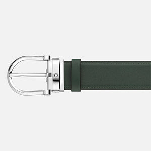 Mont Blanc, Horseshoe buckle green/tan 35 mm reversible leather belt