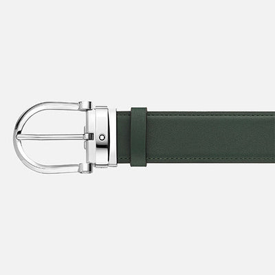 Mont Blanc, Horseshoe buckle green/tan 35 mm reversible leather belt