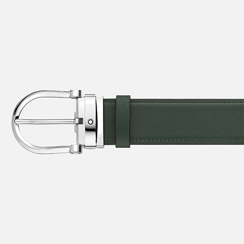 Mont Blanc, Horseshoe buckle green/tan 35 mm reversible leather belt