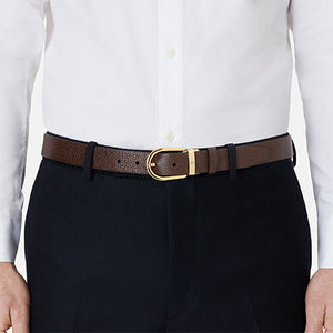 Mont Blanc, Horseshoe buckle brown 30 mm leather belt
