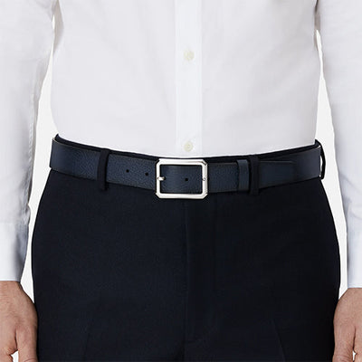 Mont Blanc, Blue/black 35 mm reversible leather belt