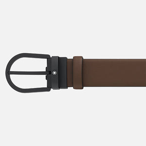 Mont Blanc, Horseshoe buckle brown 35 mm leather belt