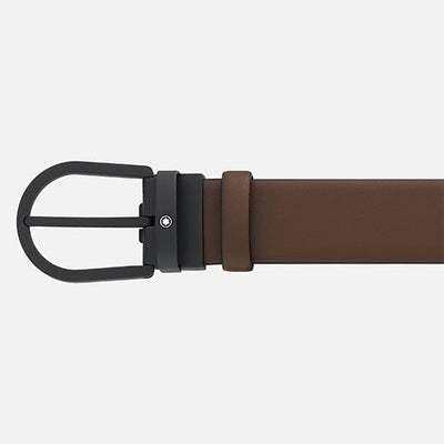 Mont Blanc, Horseshoe buckle brown 35 mm leather belt