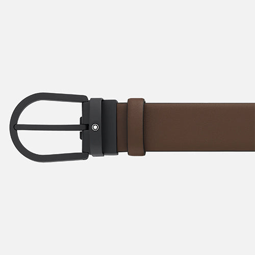Mont Blanc, Horseshoe buckle brown 35 mm leather belt