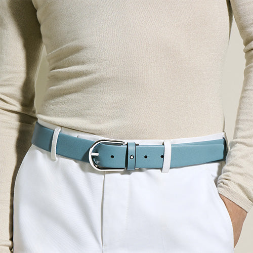 Mont Blanc, Horseshoe Buckle Smoky Blue 35 mm Leather Belt