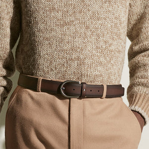 Mont Blanc, Horseshoe buckle brown 35 mm leather belt