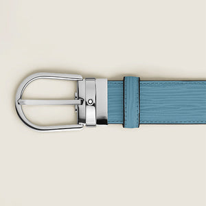 Mont Blanc, Horseshoe Buckle Smoky Blue 35 mm Leather Belt