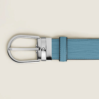 Mont Blanc, Horseshoe Buckle Smoky Blue 35 mm Leather Belt