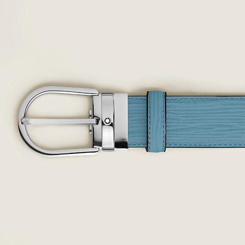 Mont Blanc, Horseshoe Buckle Smoky Blue 35 mm Leather Belt