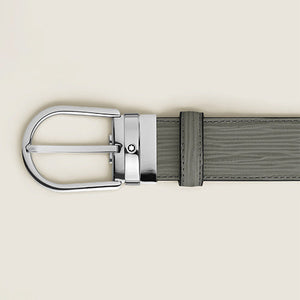 Mont Blanc, Horseshoe Buckle Medium Grey 35 mm Leather Belt