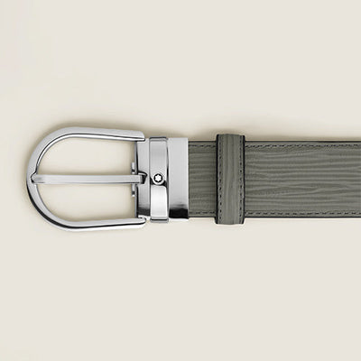 Mont Blanc, Horseshoe Buckle Medium Grey 35 mm Leather Belt
