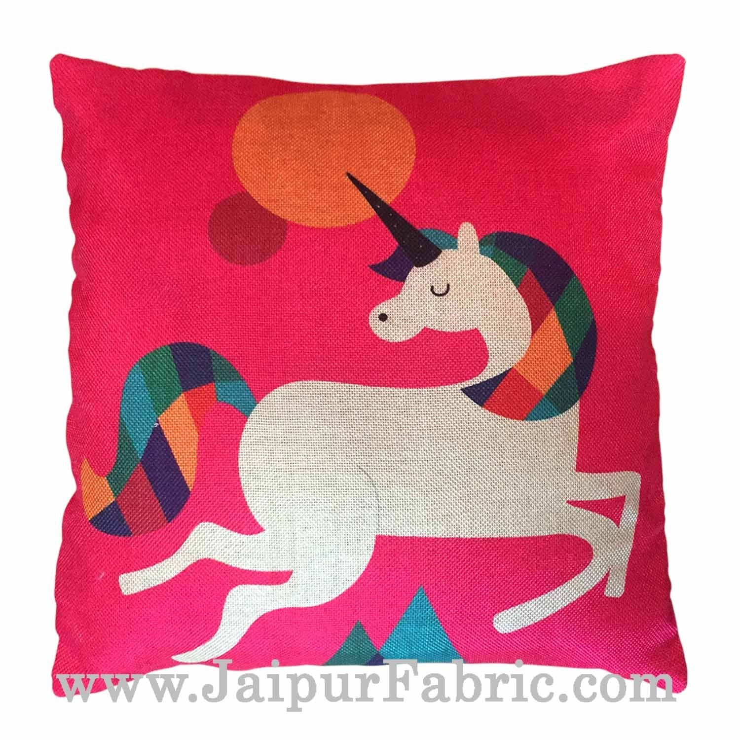 Jute Cushion Cover Digital Unicorn
