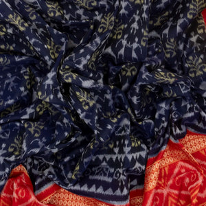 Violet Handloom Orissa Cotton Saree With Tie & Dye Tribal Motifs