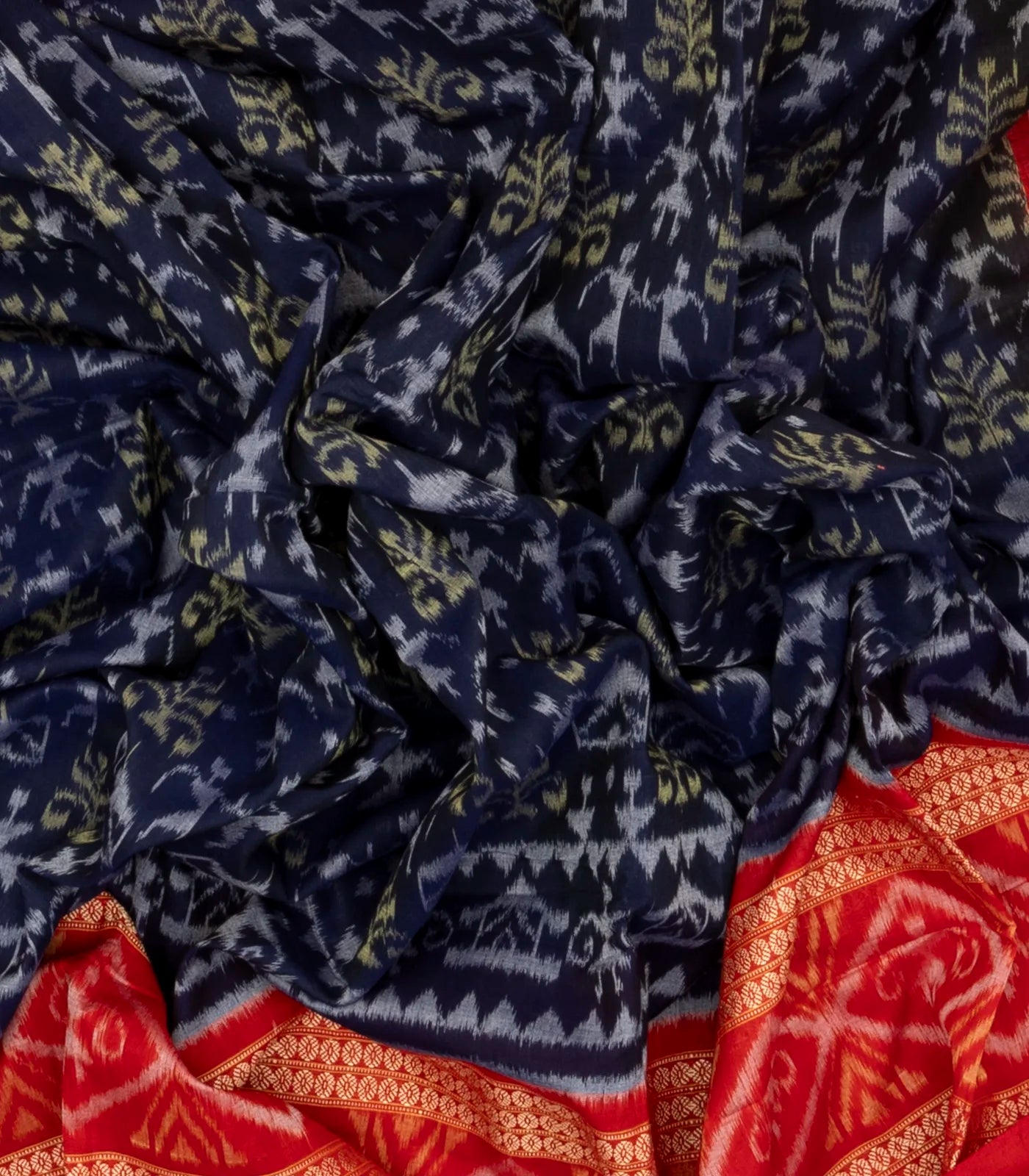 Violet Handloom Orissa Cotton Saree With Tie & Dye Tribal Motifs