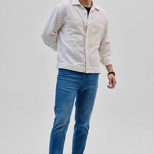 White Geometric Overshirt