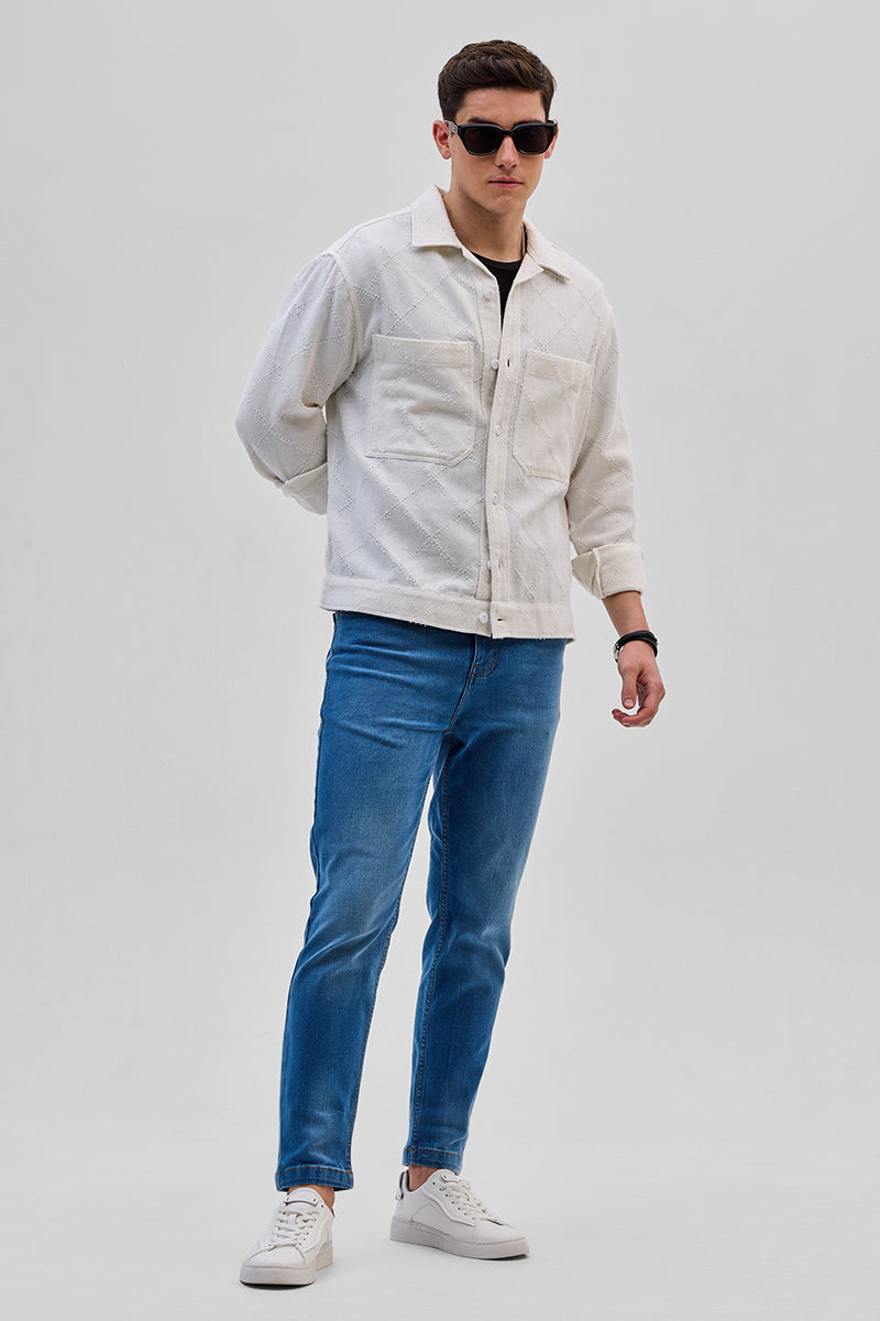 White Geometric Overshirt