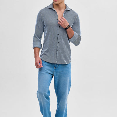 Black Stripes Slim Fit Stretch Shirt