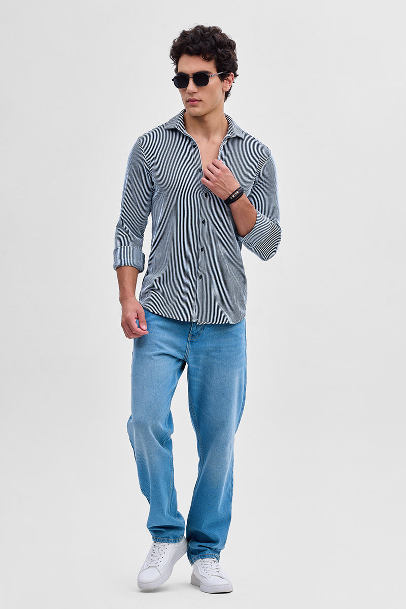 Black Stripes Slim Fit Stretch Shirt