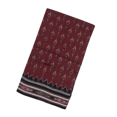 Maroon Handloom Orissa Cotton Saree With Tie & Dye Floral Motifs