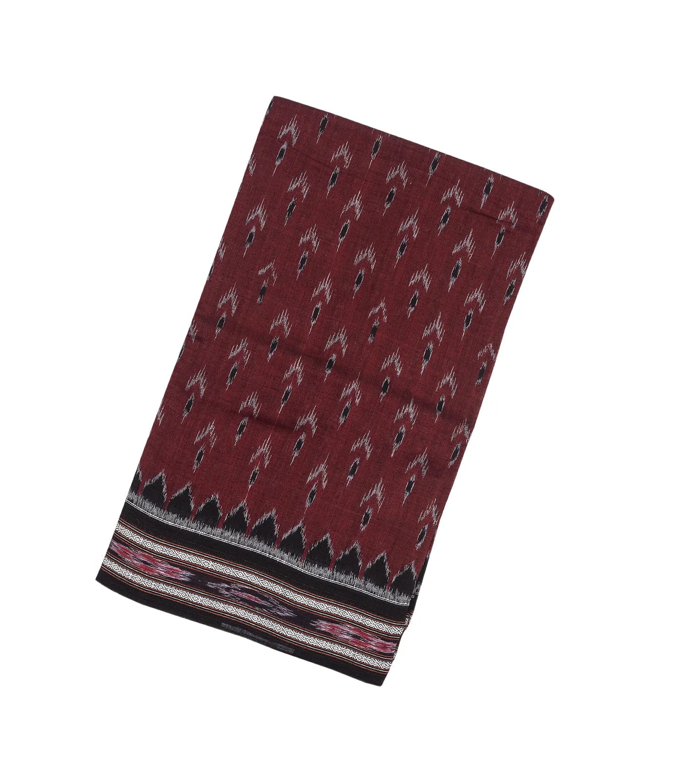 Maroon Handloom Orissa Cotton Saree With Tie & Dye Floral Motifs