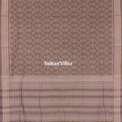Tortilla Brown Sambalpuri Ikat Natural Dyed Silk Saree