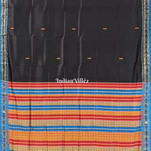 Black Fish Motif Odisha Ikat Khandua Silk Saree