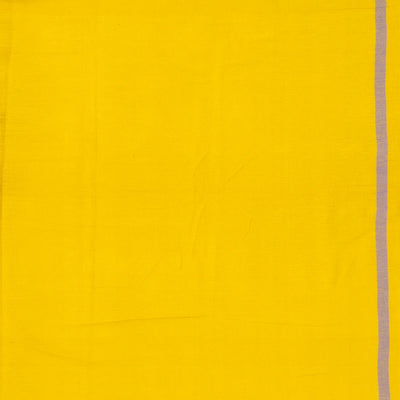 Yellow Handloom Bhujodi Cotton Saree With Arrow Buttas