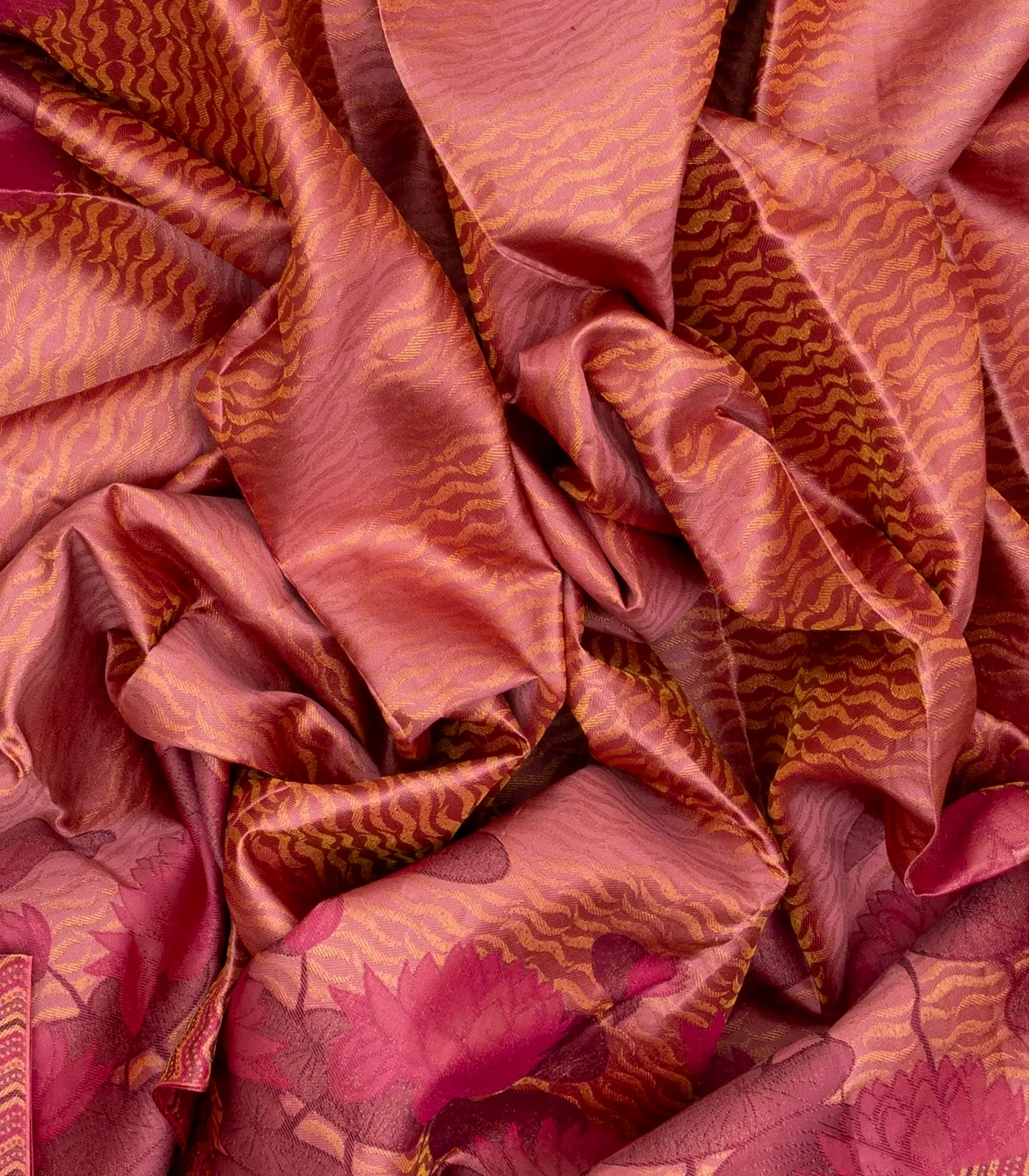 Dusty Pink Handloom Kanchipuram Silk Saree With Serpentine Motifs