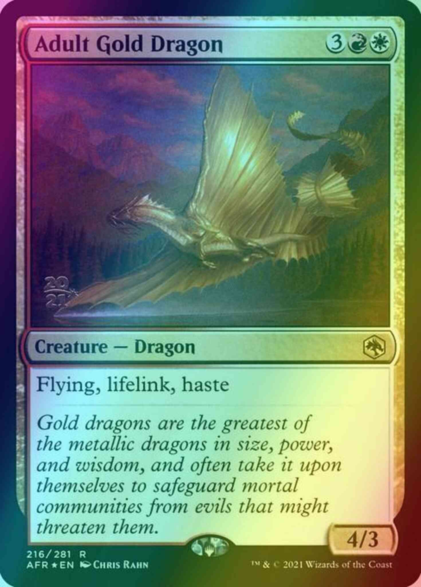 Adult Gold Dragon [Prerelease] [216s] [Adventures in the Forgotten Realms Promos] [Foil]