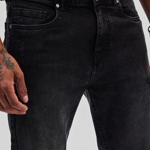Black Distressed Slim Fit Jeans