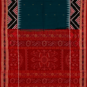 Navy Blue Handloom Orissa Cotton Saree With Tie & Dye Pallu