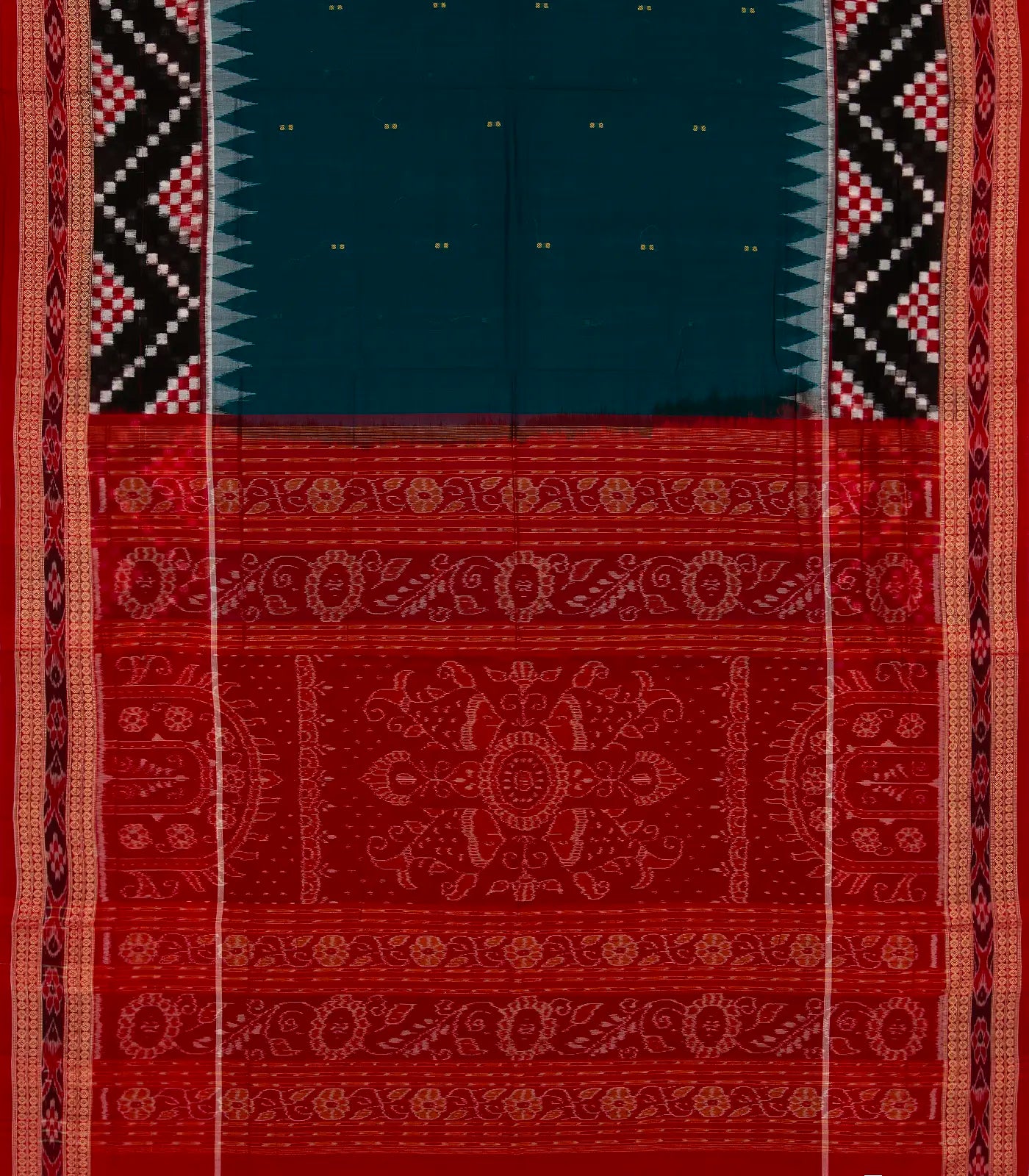 Navy Blue Handloom Orissa Cotton Saree With Tie & Dye Pallu